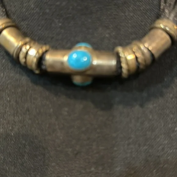 Turquoise Sterling Silver Native American Signed Necklace - Picture 6 of 9